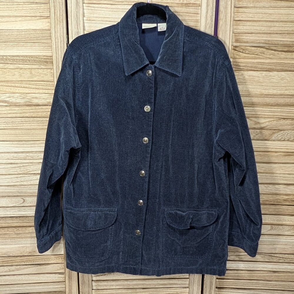 Crossroads Corduroy Jacket Shirt Blue Size Medium